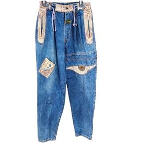 Vintage Rocco Le Parisien Jeans Mens Small 29x34 Blue Baggy Denim Made Pakistan